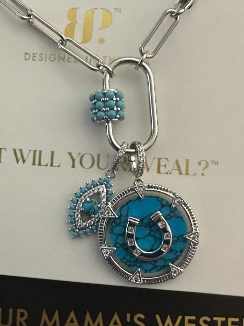 Bomb Party Outlaw Horseshoe Necklace - NK66202 I Run This - Rhodium Plated